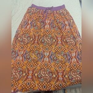 Piombo Purple and Orange Paisley Boho Maxi Skirt